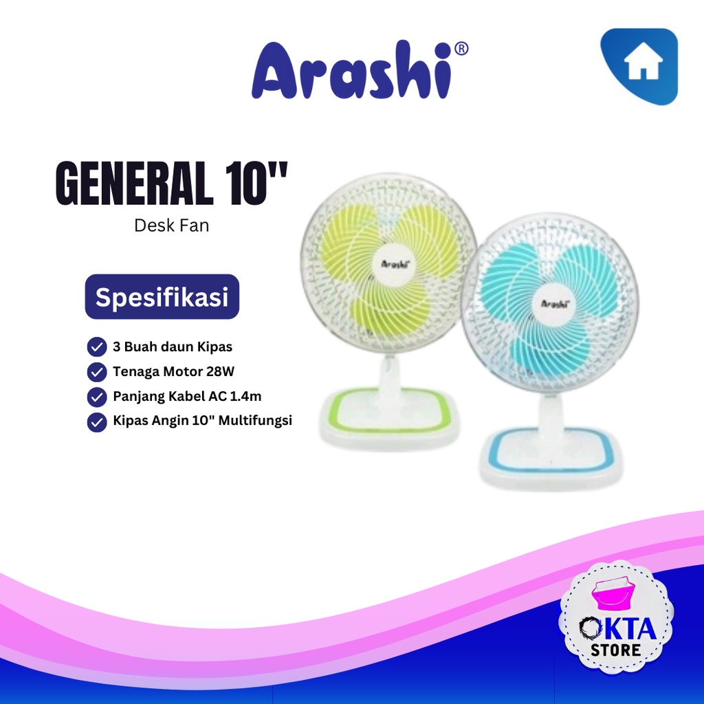 Kipas Angin Meja Arashi General 10 Inchi AR 138
