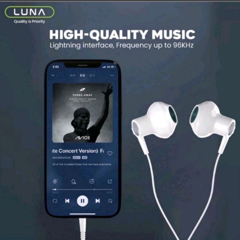 HANDSFREE ( LUNA E195 ) MUSIC IN YOUR SOUL HF HEADSET + FREE POUCH