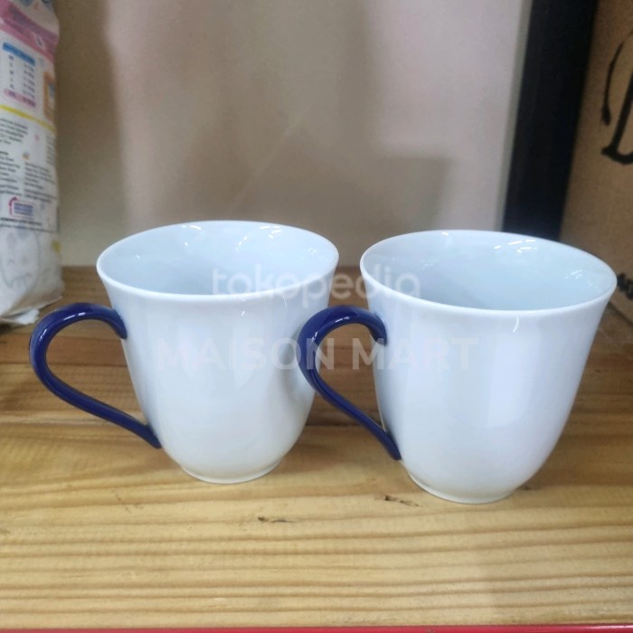 Gelas keramik blanc / gelas keramik gagang biru