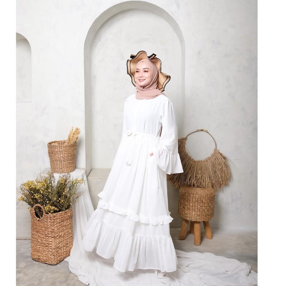 LANGSUNG KIRIM SYF07 Busana Muslim Wanita Summer Dress Putih Gamis malaysia bahan seruti