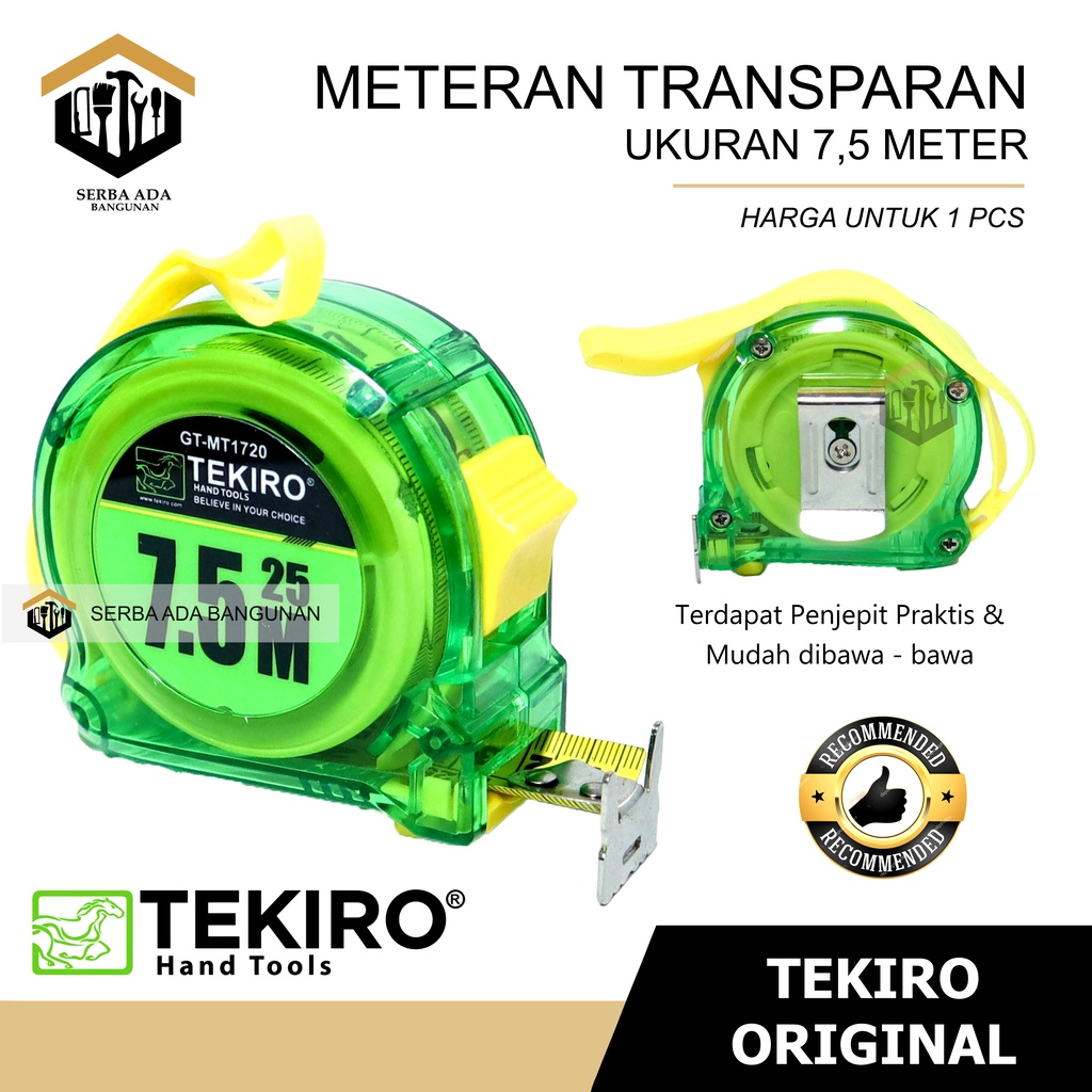 TEKIRO - METERAN TRANSPARAN UKURAN 3 &amp;5 &amp;7.5&amp;10 METER / MSEASUREMENT TAPE METERAN TEKIRO