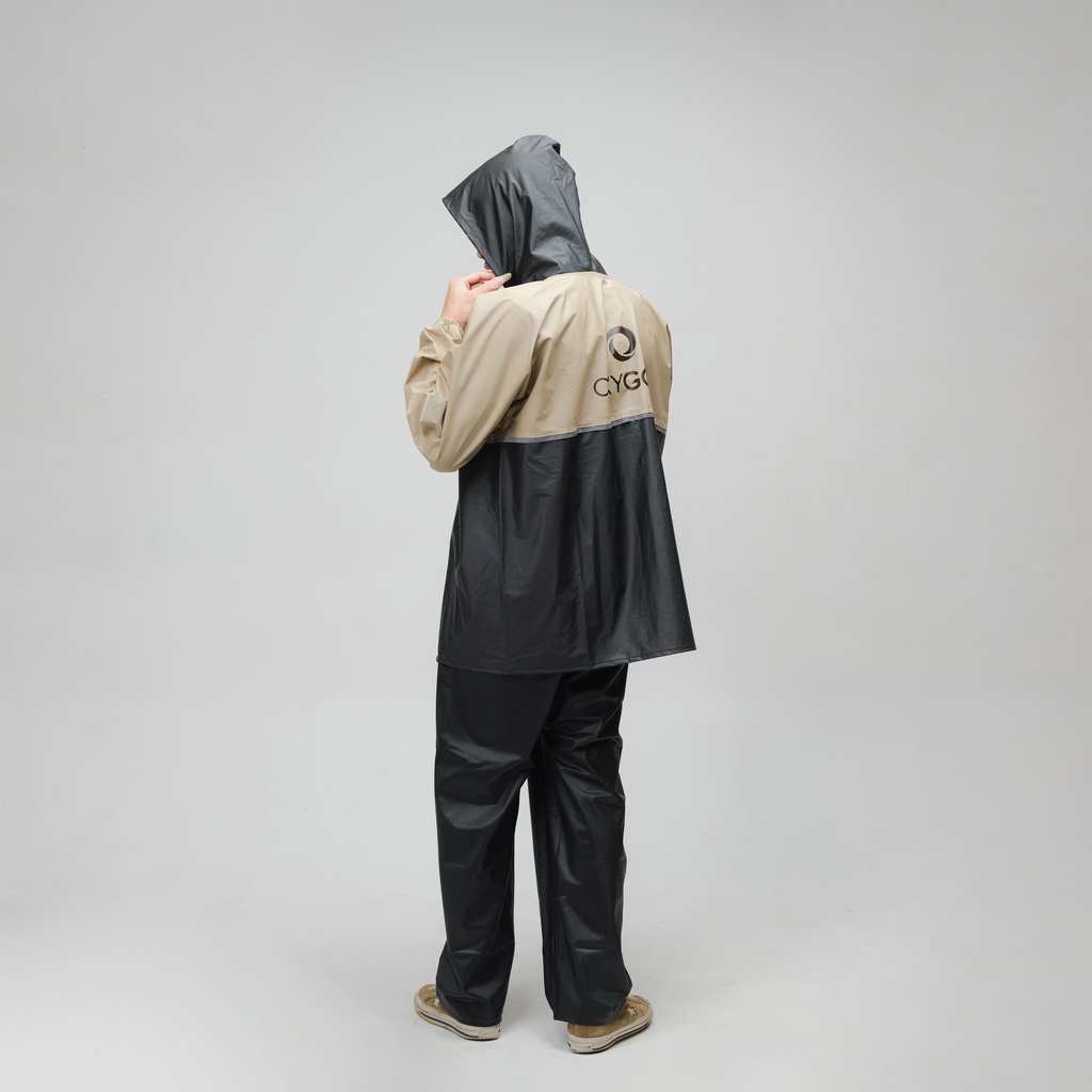 (MOCCA SERIES) JAS HUJAN SET HOODIE PREMIUM ORYGO RAINCOAT Pria&amp;Wanita Fullpress Sealer Anti Rembes