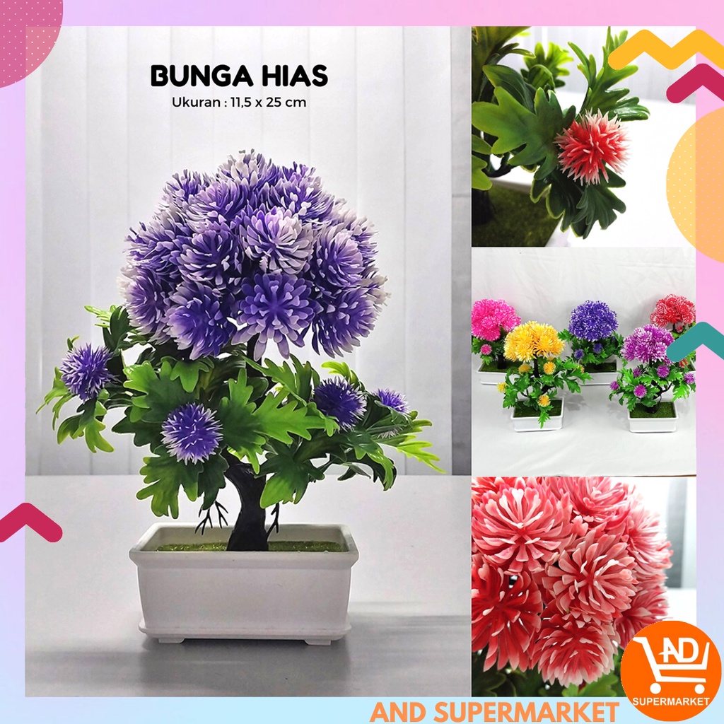 AND / COD / Pot Bunga Hias Plastik Murah Dekorasi Rumah Artifial Flowers Tanaman Bunga Hias Import PBP87