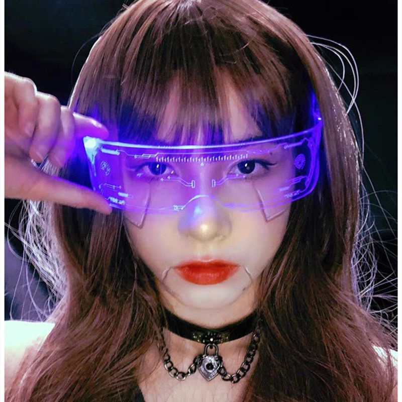 7 Warna Kacamata LED Colorful Luminous Glasses LED Dual Control Pesta ​Rave Party DJ Club