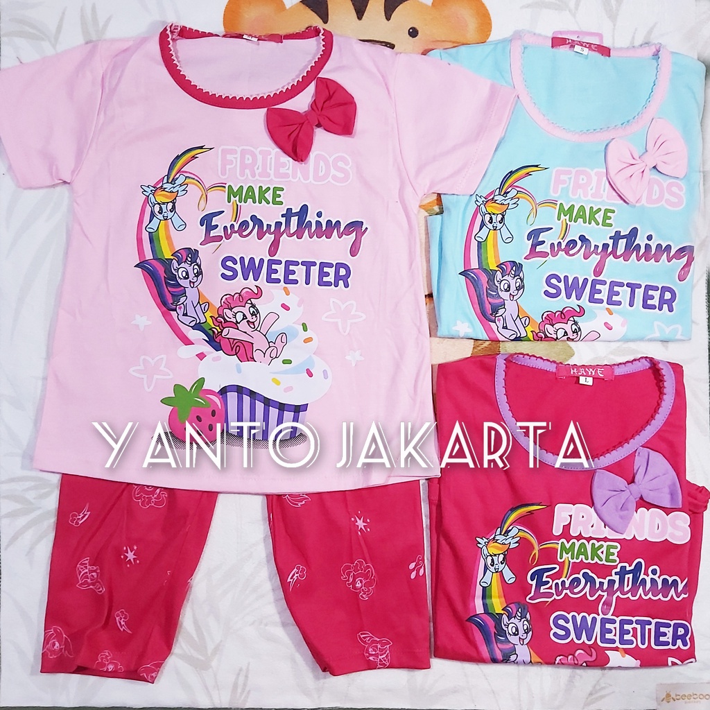 STELAN BAJU TIDUR ANAK PEREMPUAN PONY CELANA PANJANG