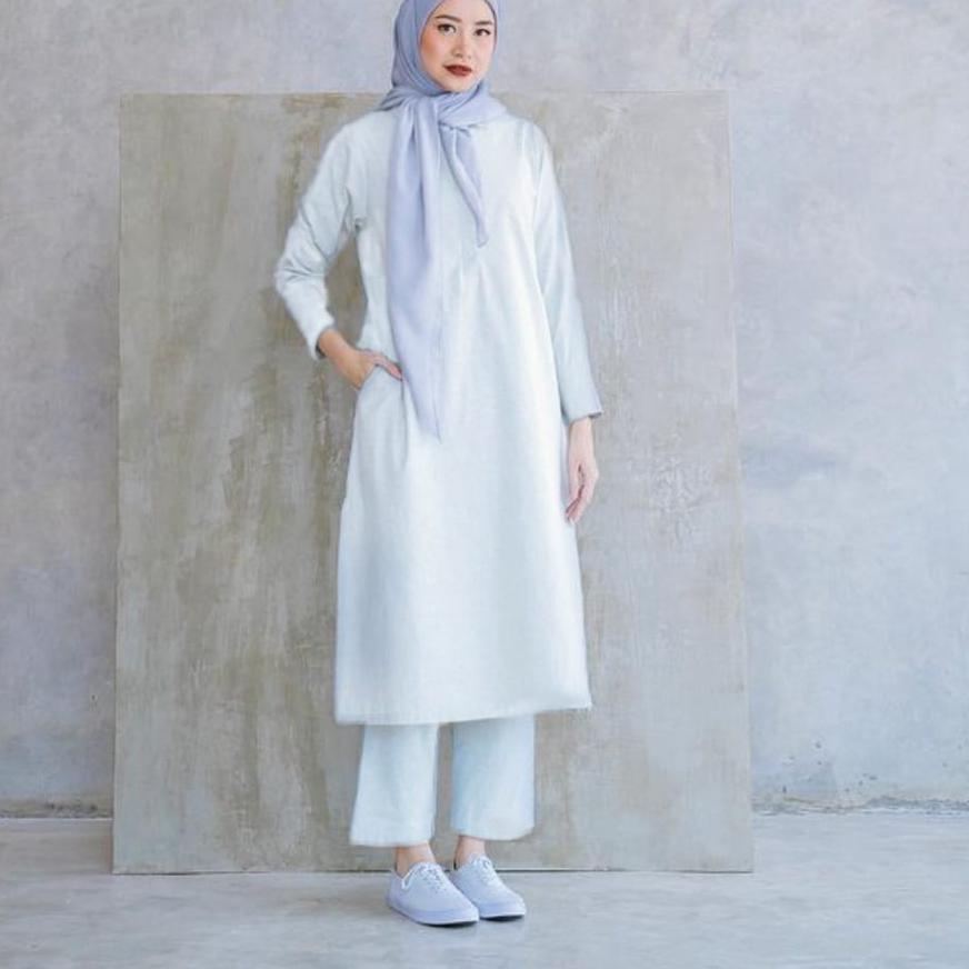 COD setelan muslim wanita long tunik ukuran jumbo size L XL XXL 3XL 4XL 2021 / setelan remaja ke Big