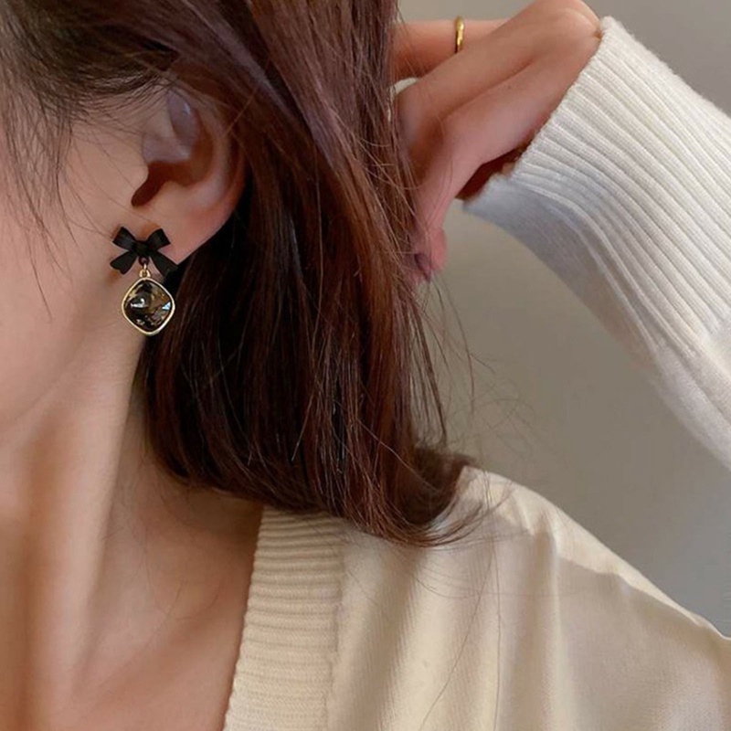 Bow Menjuntai Anting Untuk Wanita Statement Square Earrings Hadiah Ulang Tahun Pesta Wanita