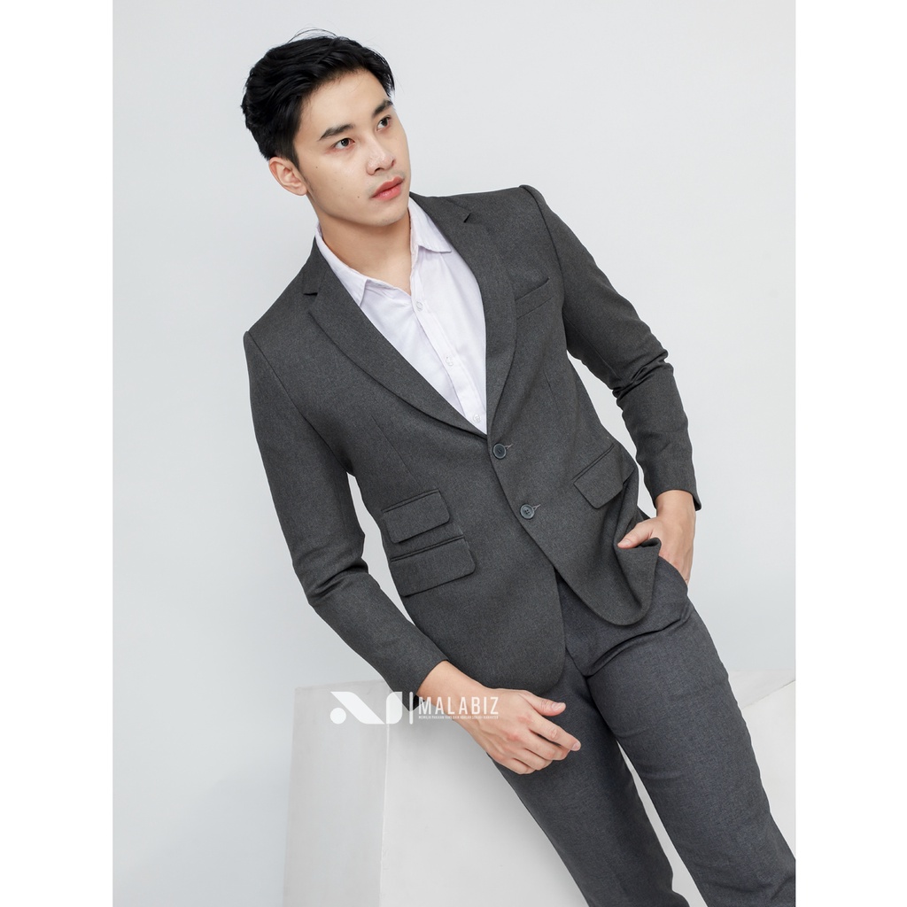 BISA TUKAR UKURAN - Setelan Jas Slim Fit (GRATIS BOX, COVER JAS DAN HANGER) Bisa Tukar Ukuran / Blazer Malabiz Blazer Warna Hitam Blezer Malabiz Warna Abu Tua Biru Dongker Formal Semi Formal Grey