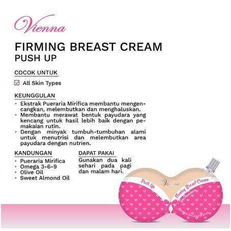 VIENNA FIRMING BREAST CREAM 30ML SACHET BPOM - KRIM PAYUDARA VIENNA - PUSH UP(PINK)