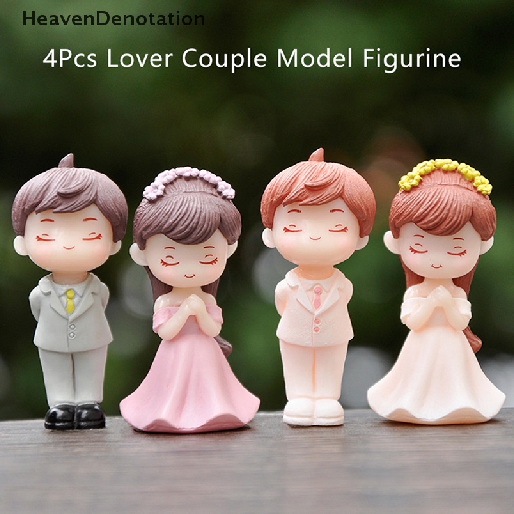 [HeavenDenotation] 4Pcs / set Mini Couples Figurines Micro Landscape DIY Miniatures Resin Crafts HDV