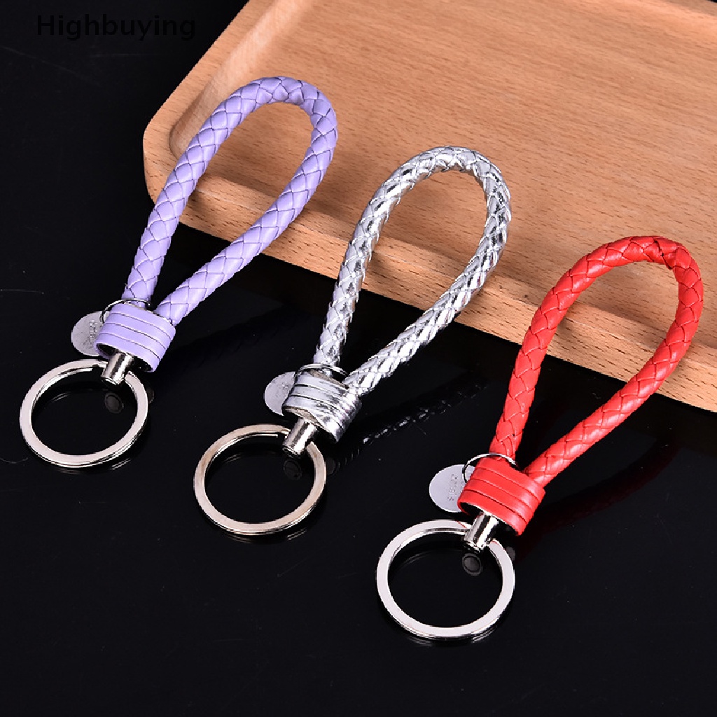 Hbid Kulit PU Anyaman Tali Gantungan Kunci Untuk Pria Wanita DIY Tas Liontin Gantungan Kunci Holder Kunci Pernak Pernik Mobil Keyring Handbag Hiasan Aksesoris Hadiah Glory