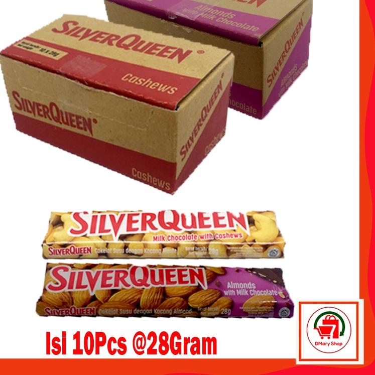 

۝ Silverqueen Almonds Cashews Milk Chocolate 1 Box Isi 10Pcs 250Gram ✵