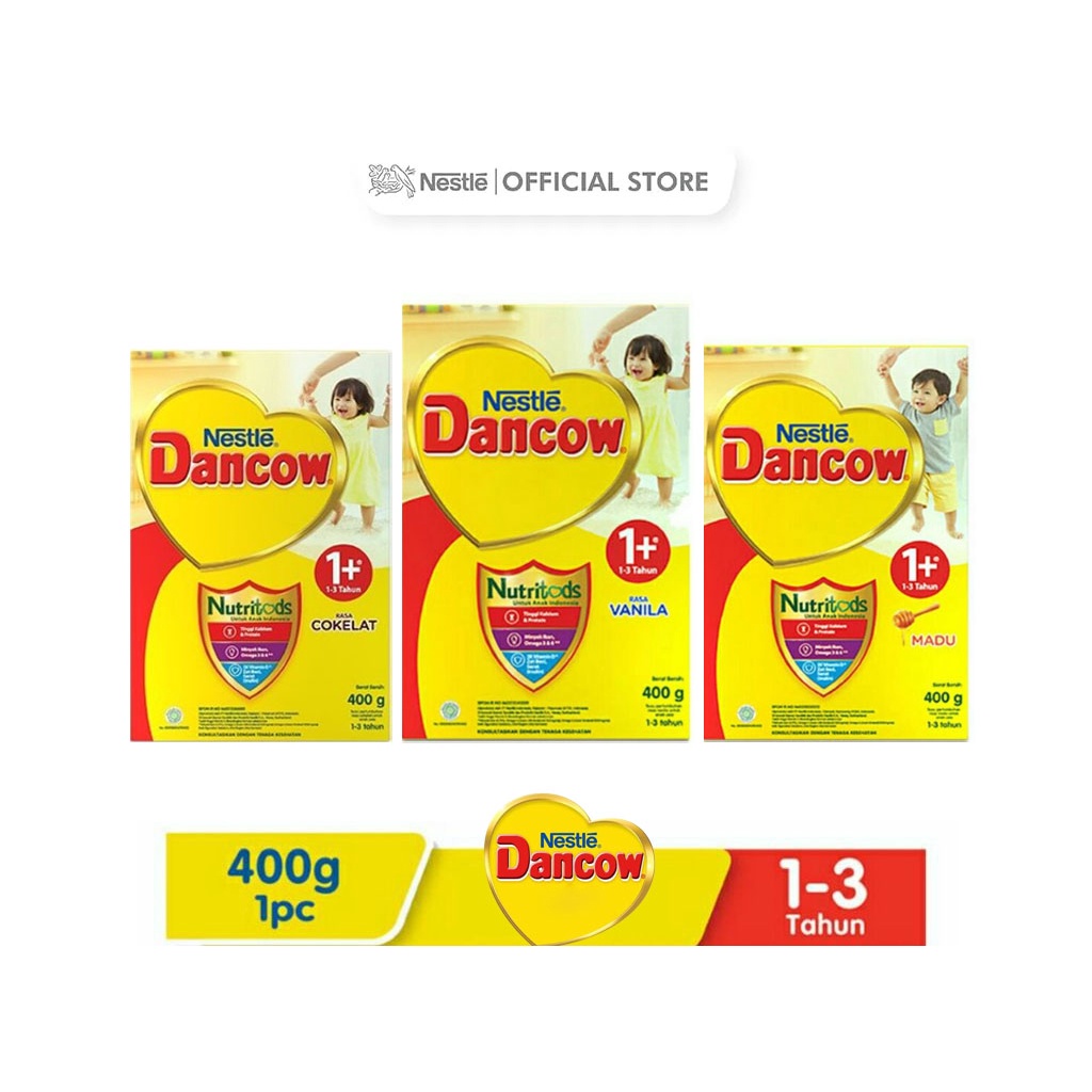 Nestle Dancow 1+ dengan Nutritods Susu Pertumbuhan 1-3 Tahun Box 400 g | Vanila Madu Coklat