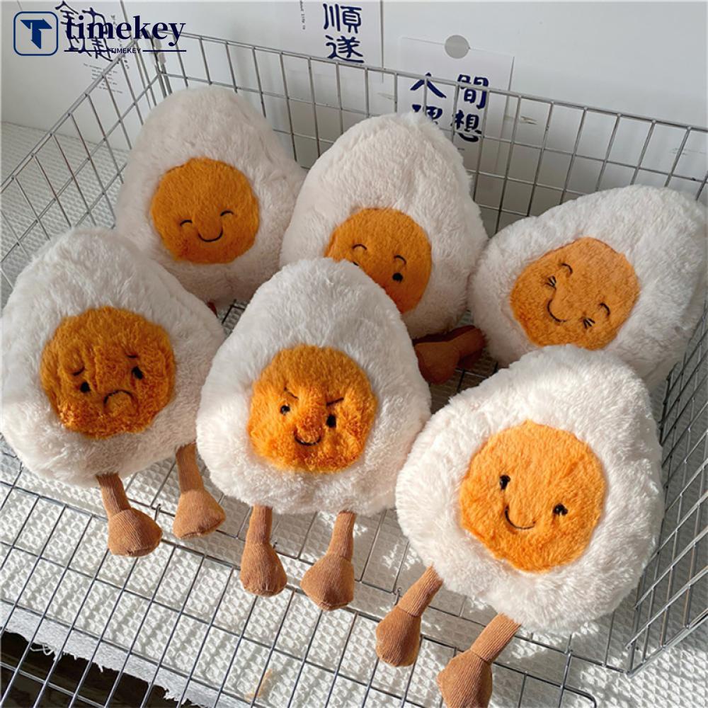 Timekey 20 cm Fluffy Super Lembut Telur Rebus Mainan Mewah Plushies Boneka Emosi Berbeda Telur Boneka Bantal Bayi Menenangkan Mainan Dekorasi Rumah H4Y7