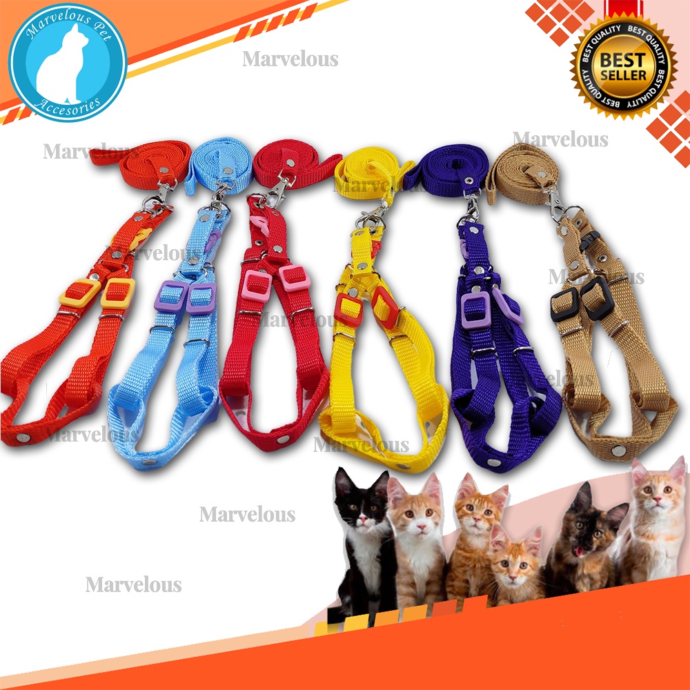 Harness Kucing motif polos  / Tali Harness &amp; Brangus Kucing