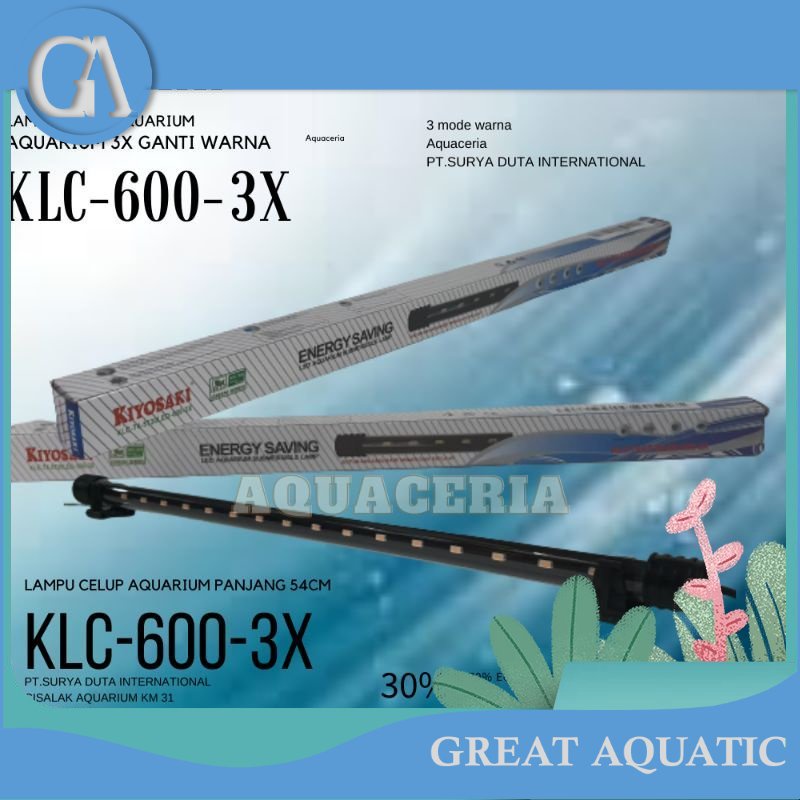 Lampu Celup aquarium 60 CM 3X ganti warna KIYOSAKI KLC 600 3X MODE warna LAMPU LED Aquarium