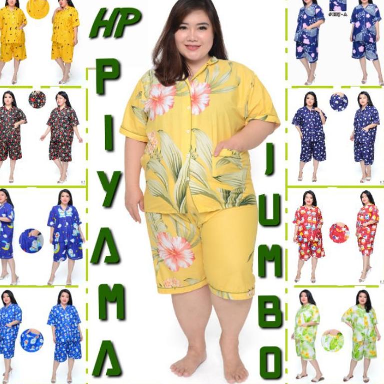 SIAP KIRIM PIYAMA JUMBO CELANA PENDEK WANITA LD 130 120 SET BAJU TIDUR CEWEK DEWASA SETELAN KATUN KA