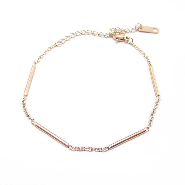 Gelang Kaki Bahan Titanium Steel Warna Rose Gold Gaya Korea Untuk Wanita