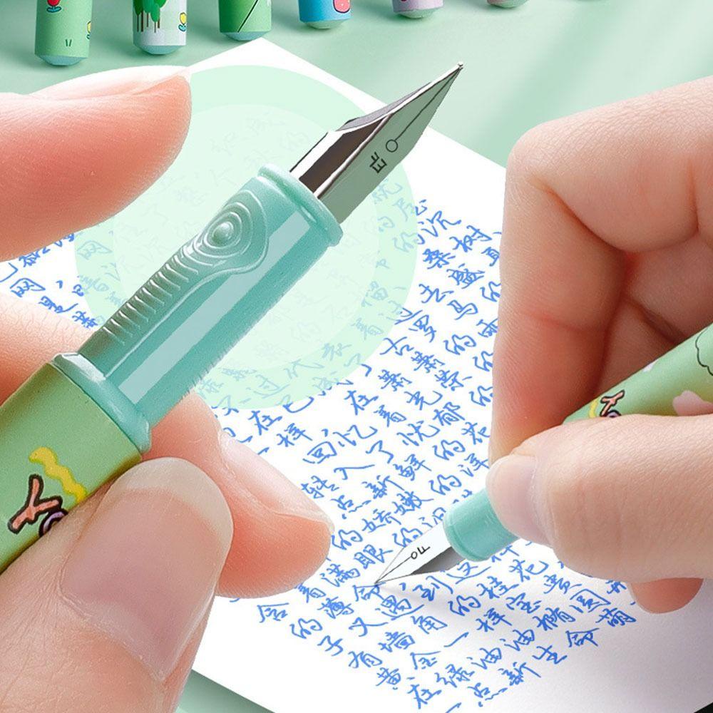 Popular Fountain Pens Hadiah Kartun Tinta Biru Untuk Pelajar Alat Menulis Dengan Berkerudung