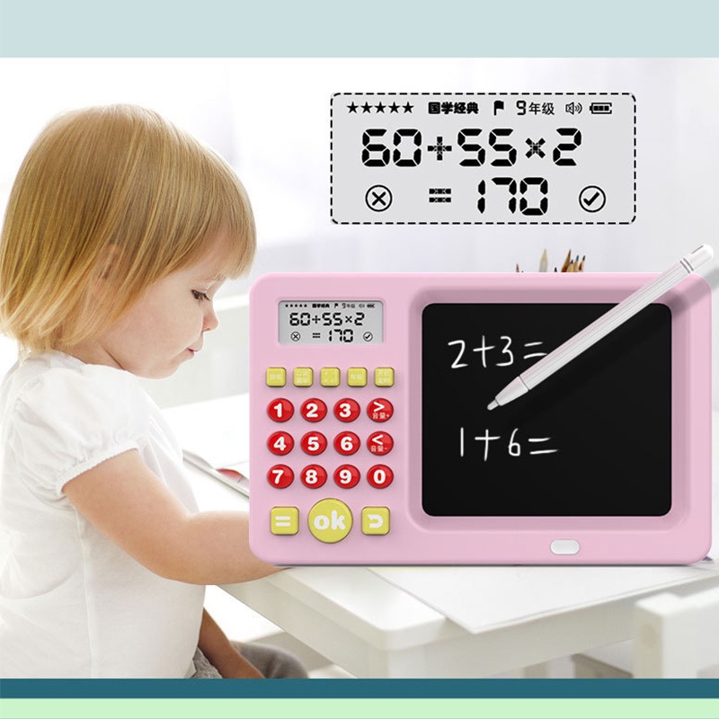 Uoptoy Mainan Edukasi 2in1 Belajar MATEMATIKA Papan Tulis Anak LCD Writing Color Board Kalkulator USB Charge Berisi Papan Tulis and pensil