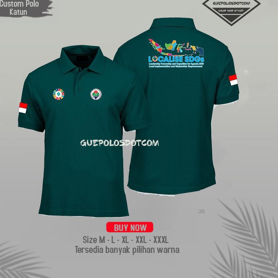 ۞ Poloshirt SDGs PETA INDONESIA - KAOS POLO LOCALISE SDGs - KAOS SDGs Kemendesa FREE NAMA DESA ➭