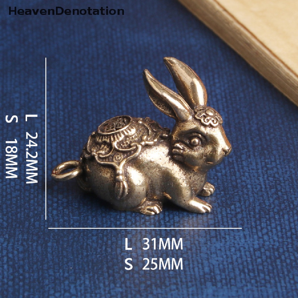 [HeavenDenotation] Lucu Mini Kuningan Kelinci Ornamen Dekorasi Rabbit Pendant Hewan Kecil Miniatur Ornamen Kreatif Retro Liontin Meja Hias HDV