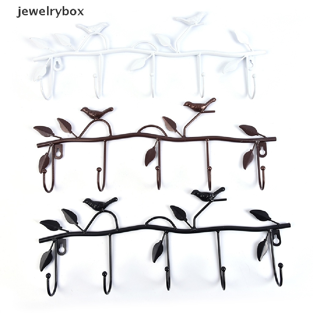 [jewelrybox] Retro 5kait Besi Tempa Bentuk Burung hook Daun Dinding Gamis Gantungan Kunci coat holder Butik