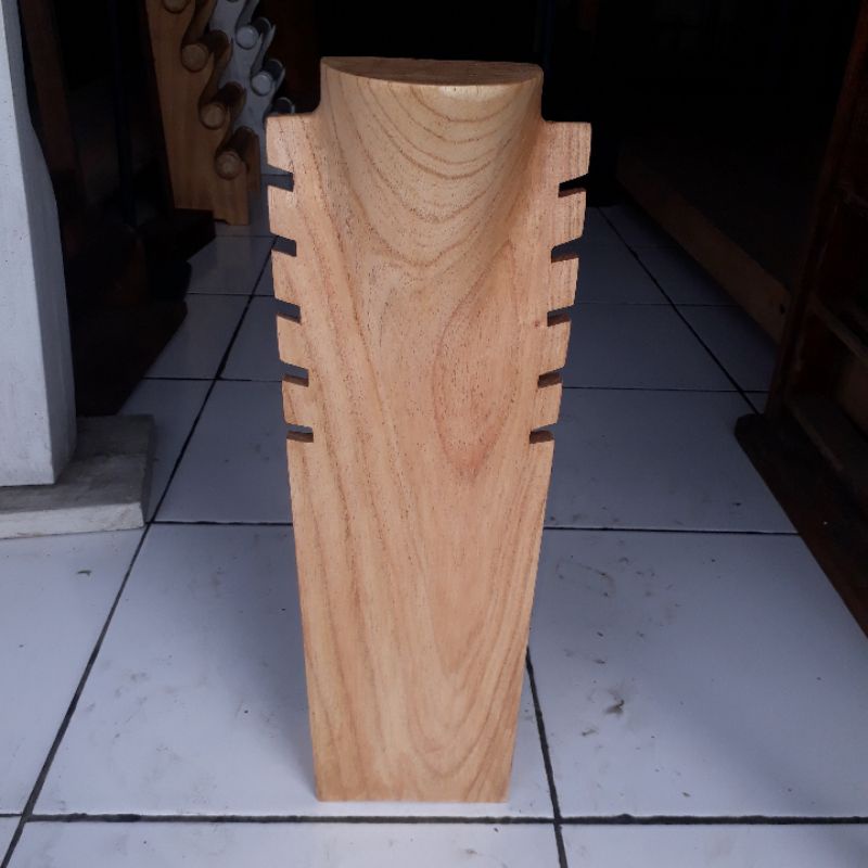 Display kalung kayu 40cm natural Tempat pajangan kalung