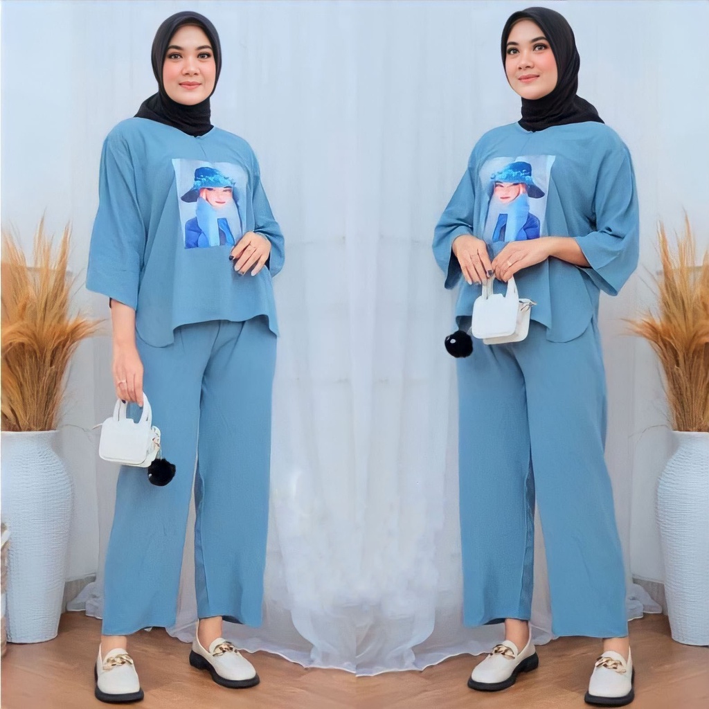 One Set Viral Setcel Crinkle Airflow Sablon Dewasa Jumbo Terbaru Kekinian