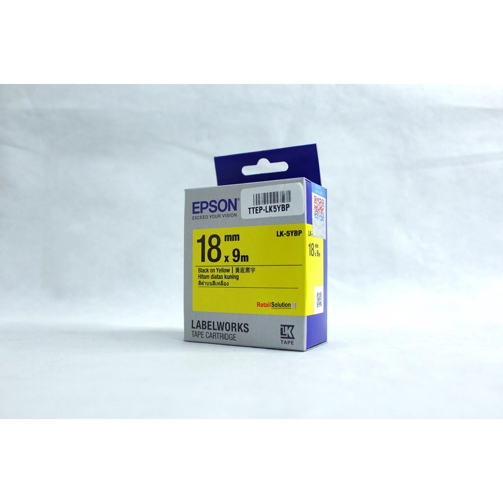 EPSON Labelworks Tape LK-5YBP - 18mm Black on Yellow Original LK5YBP