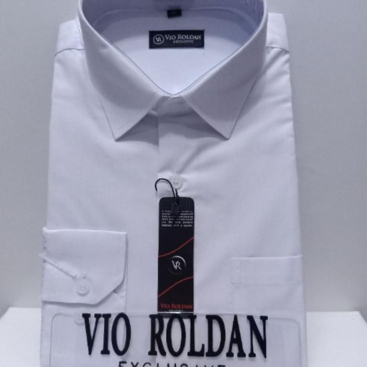 ☆ Vio Roldan Kemeja Polos Putih Lengan Panjang Pendek Kemeja Pria ☜