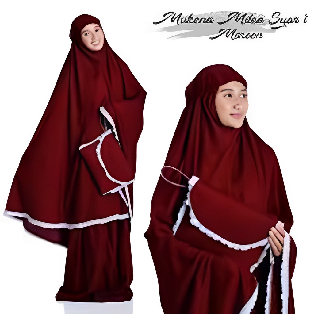 Mukena Dewasa Milea Traveling Katun Renda Polos Hitam