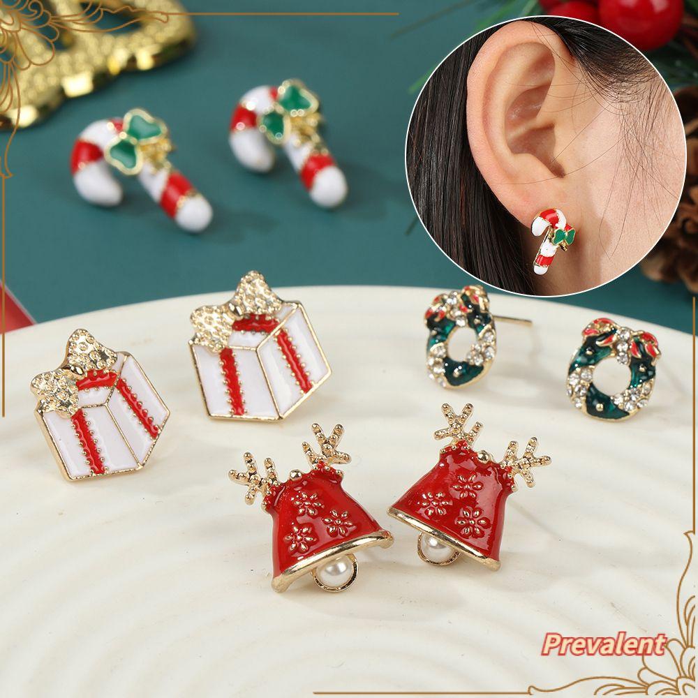 Preva Ear Studs Pesta Baru Perhiasan Liontin Xmas Hadiah Menetes Minyak Ornamen