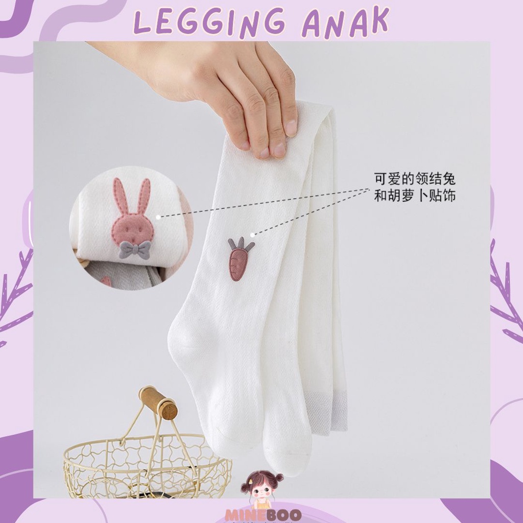 mineboo - MIBUNNY 0-8tahun Pantyhose anak perempuan dan kaus kaki dansa katun ikatan simpul jala tipis