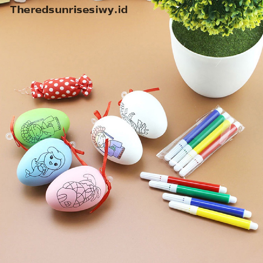 # Baju Lebaran # Diy Paing Foam Egg Easter Gift Party Decor Ation Foam Telur Dengan Pulpen Warna-Warni Untuk Kid Home Festival Craft Supplie~