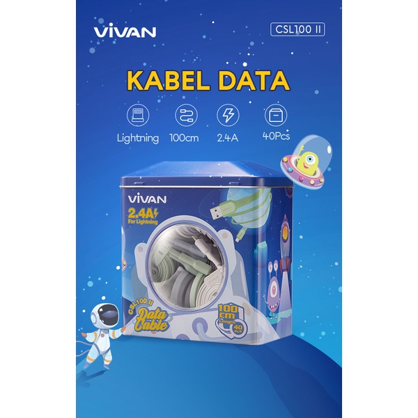 KABEL DATA VIVAN DATA CABLE Kabel Data Vivan CSM100 II MICRO-USB &amp; CSL100 II IPHONE  NEW Colorful Lightning 100cm 2.4A