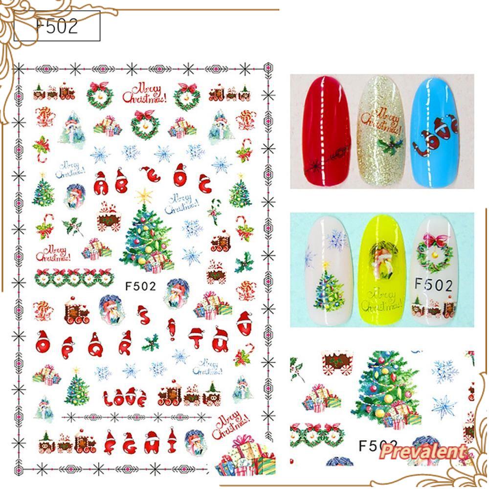 Preva Stiker Nail Art Halloween Baru Snowmen Santa Claus Snowflakes