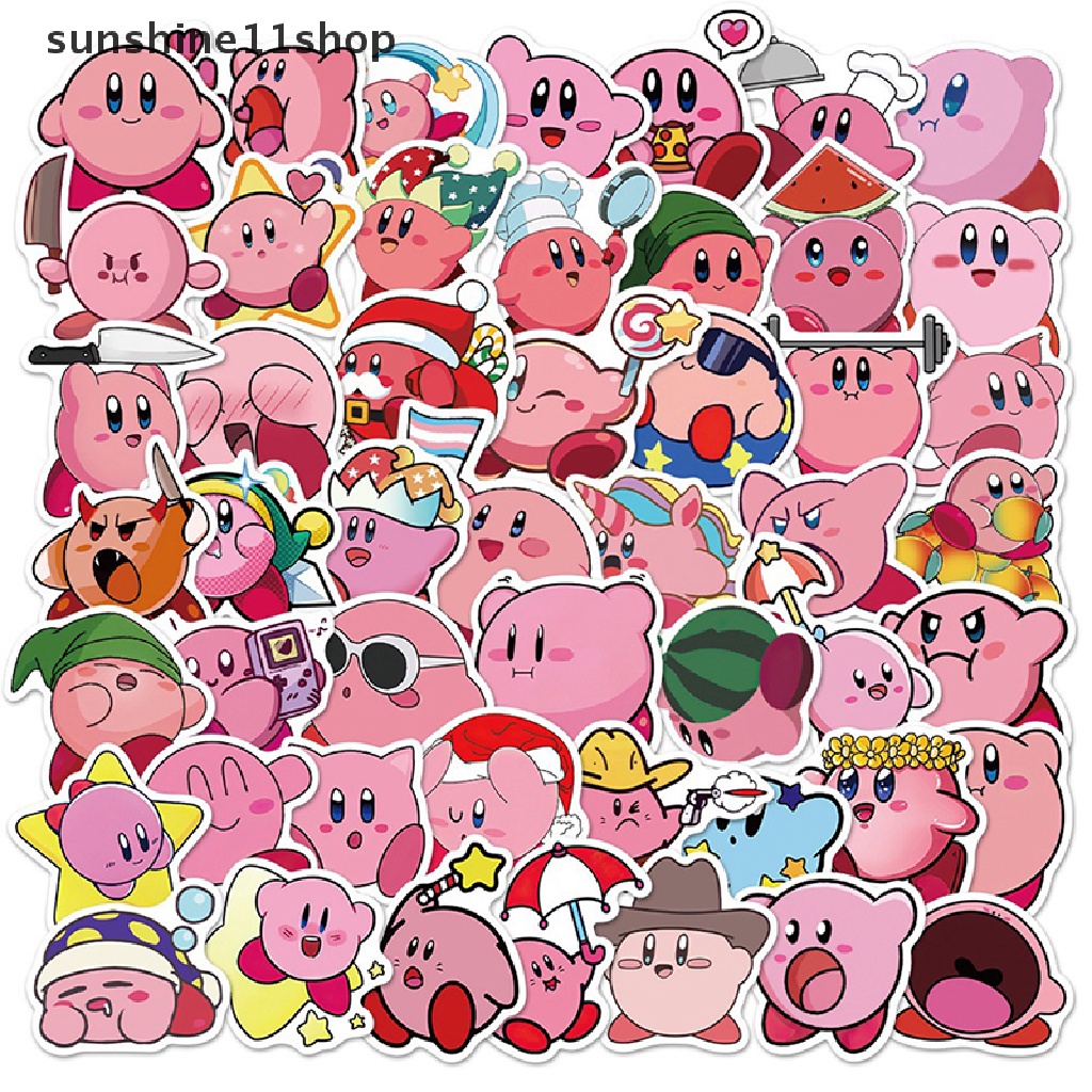 Sho 50Pcs Kartun Kirby Stiker Laptop Gitar Skateboard Tahan Air Decals N