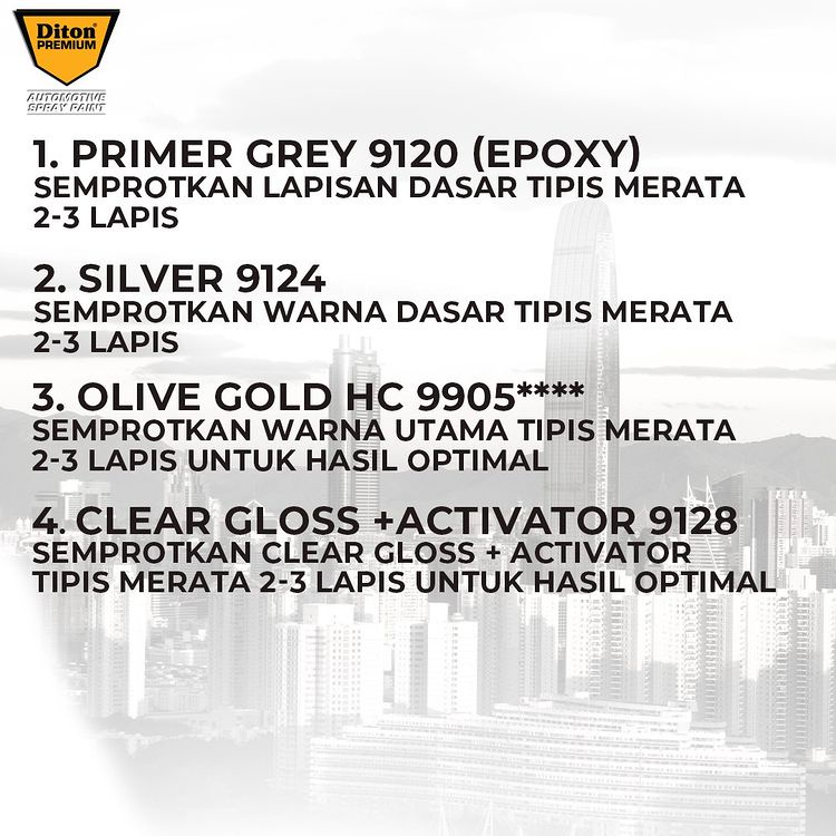 Pilok Pilox Cat Semprot DITON PREMIUM Harley Colors - OLIVE GOLD HC 9905**** (400cc)