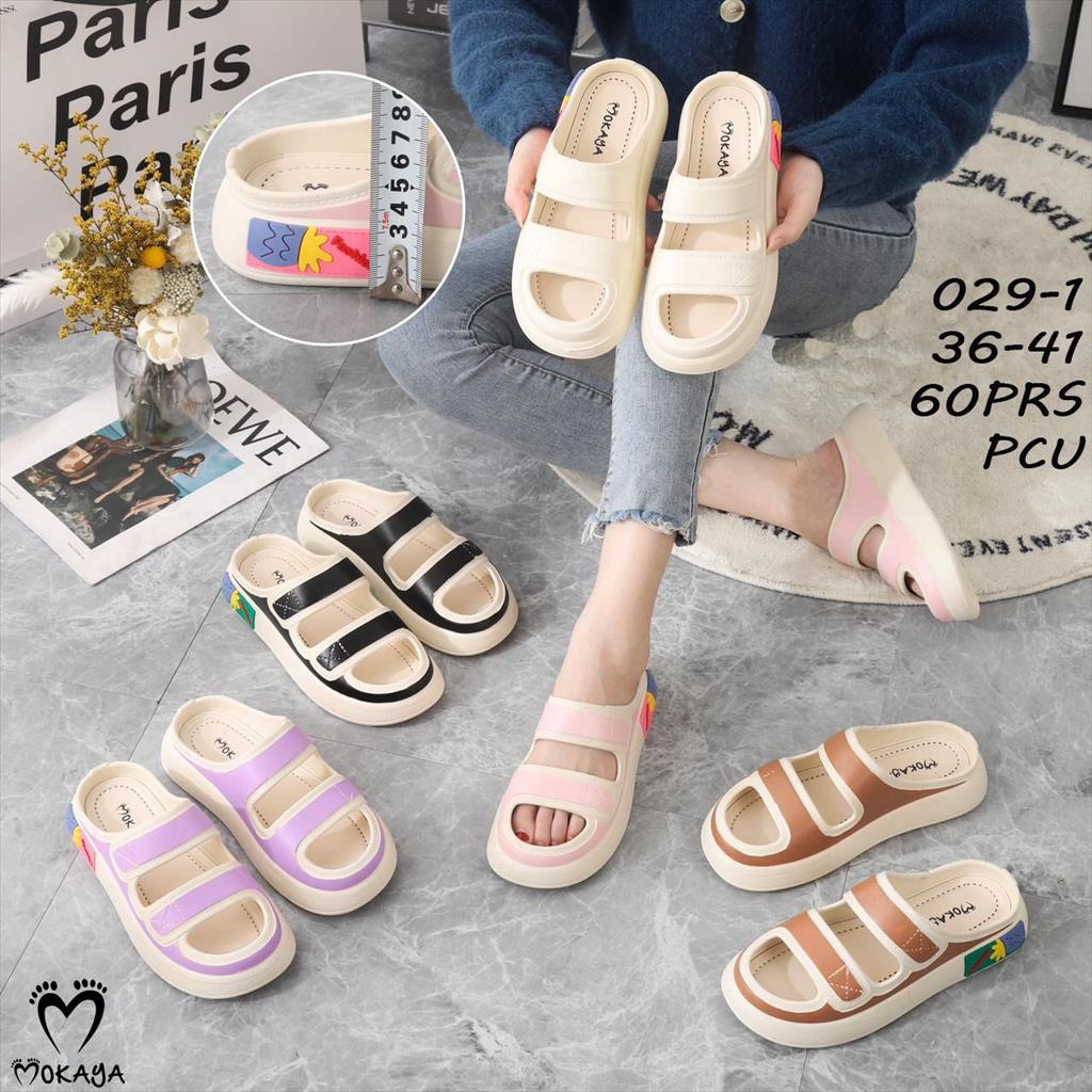 Sandal Slop Wanita Ban 2 Polos Colorfull Platform Tebal Empuk Simple Casual Super Keren Kekinian Import Mokaya / Size 36-41 (029-1)