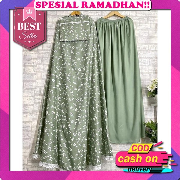 Mukena Dewasa Bahan Adem Tebaru 2022 Laser Cut 2In1 Nora Katun Jepang Rayon Parasut B3C2 Polos Renda