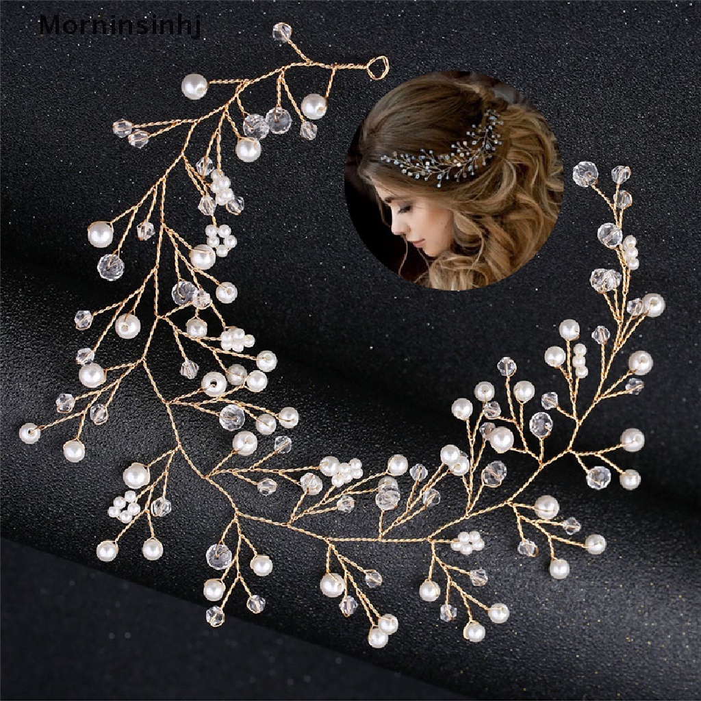 Mornin Fashion Kristal Bando tiara Pengantin Wanita Handmade Simulasi Mutiara Pengantin Pernikahan id