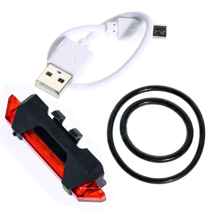 Lampu Belakang Sepeda LED USB Rechargeable Anti Air Lampu Sepeda USB+Kabel cash