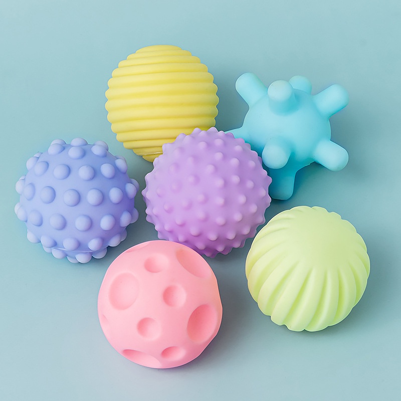 6 Pcs/Set Bertekstur Multi Bola Set Mainan Bayi Bola Bayi Tactile Senses Mainan Anak Bayi Training Ball Massage Soft Training Ball