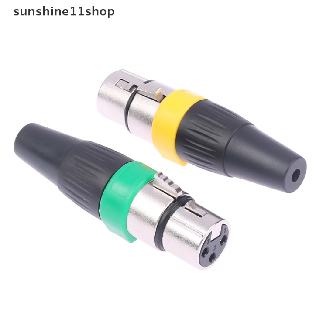 Sho 1Pcs Xlr Konektor Hitam Colokan audio Colokan Mikrofon 3pin Konektor speaker male N