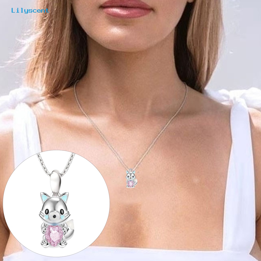 [LS] Liontin Kalung Elegan Mata Hitam Shiny Heart Rhinestone Adjustable Hias Hadiah Lucu Kartun Axolotl Arctic Fox Wanita Fashion Perhiasan Untuk Pakaian Sehari-Hari