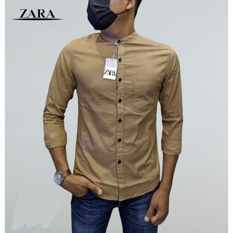 Baju Kemeja Sanghai Zara Premium Slimfit Bahan Katun Twill || Kemeja Panjang Casual || Kemeja Panjang Pria