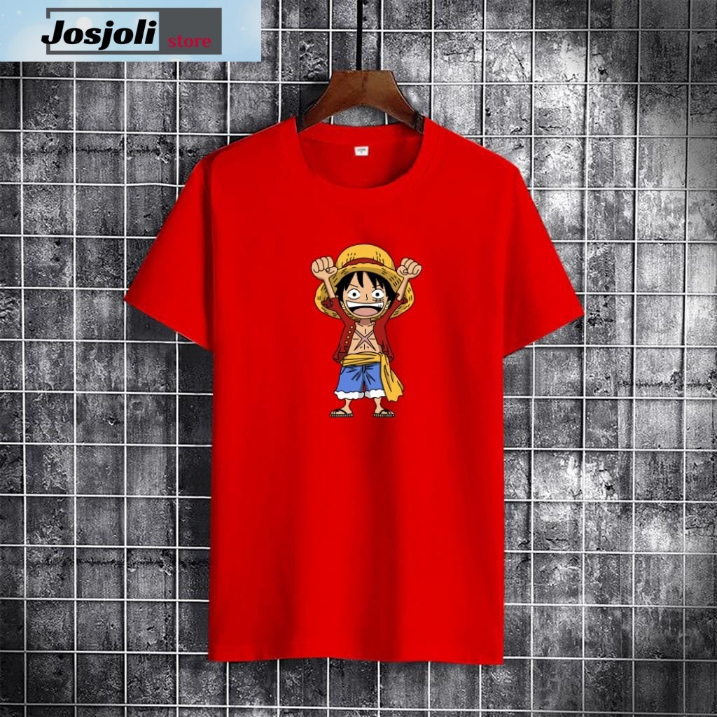 JOSJOLI_STORE/Baju Oblong Luffy Angkat Tangan/Atasan Pria Dewasa Lengan Pendek/L XL