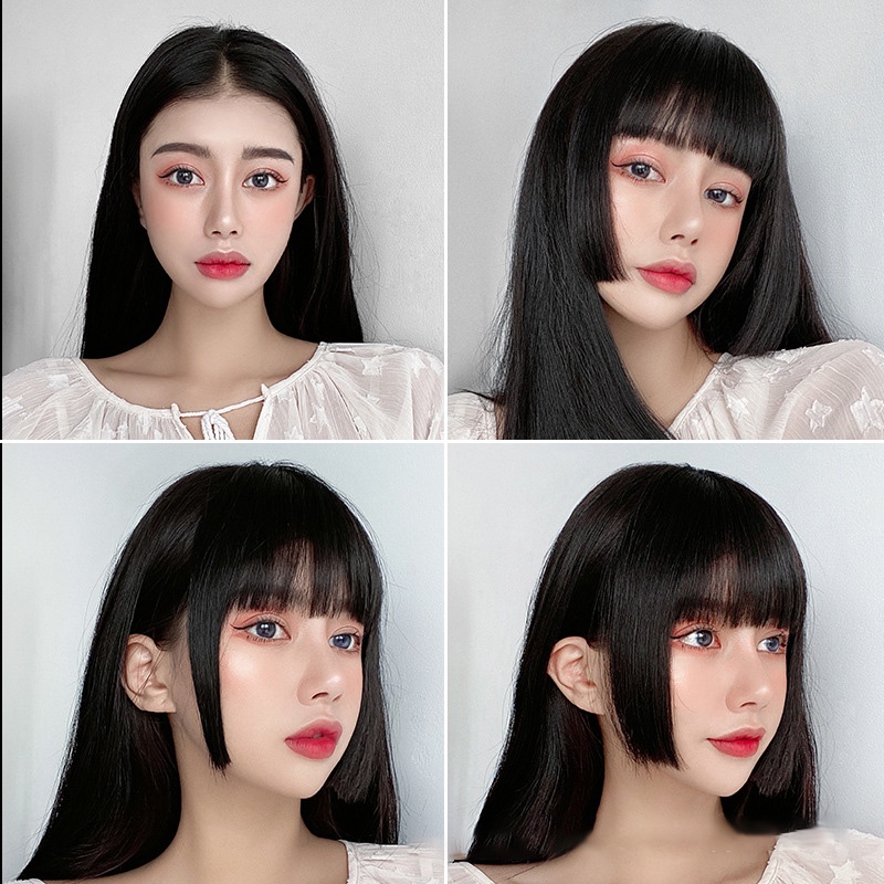 Wig Poni Rambut Potongan Princess Korea Untuk Wanita Perempuan Air Bangs Fringe Hair Accsssories 26cm