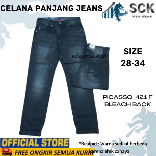 Celana Jeans Pria PICASSO Reguler Denim Kode 421 A, 421 B, 421 C, 421 F Ukuran 28-34 Reguler / Celana Jeans Pria  - sckmenwear GROSIR